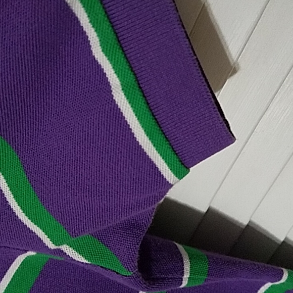 POLO Ralph Lauren Vntg. Stripe Short Sleeve 2 Button Polo Shirt! - Picture 6 of 10